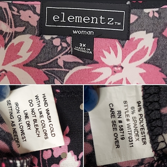 Elements Floral Layered Look Keyhole Sleeve Blouse - Picture 9 of 12